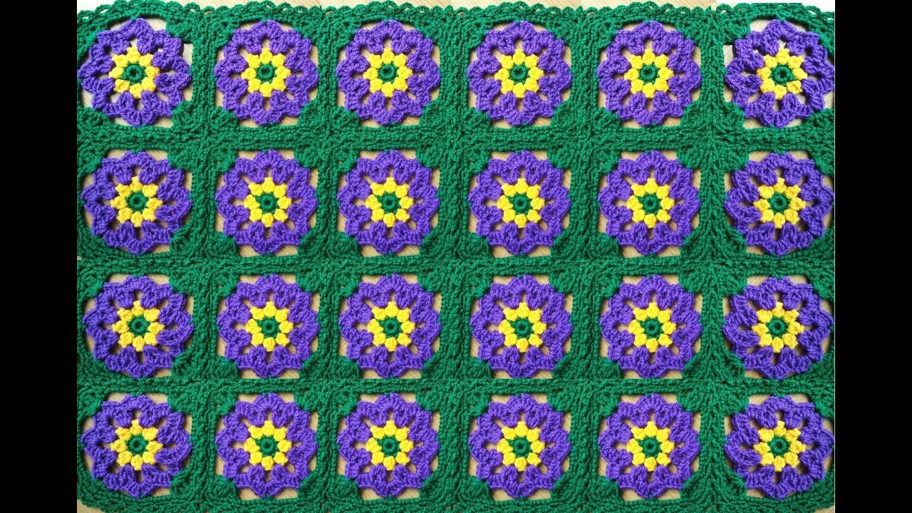 Crochet violet flowers blanket pattern #Shorts