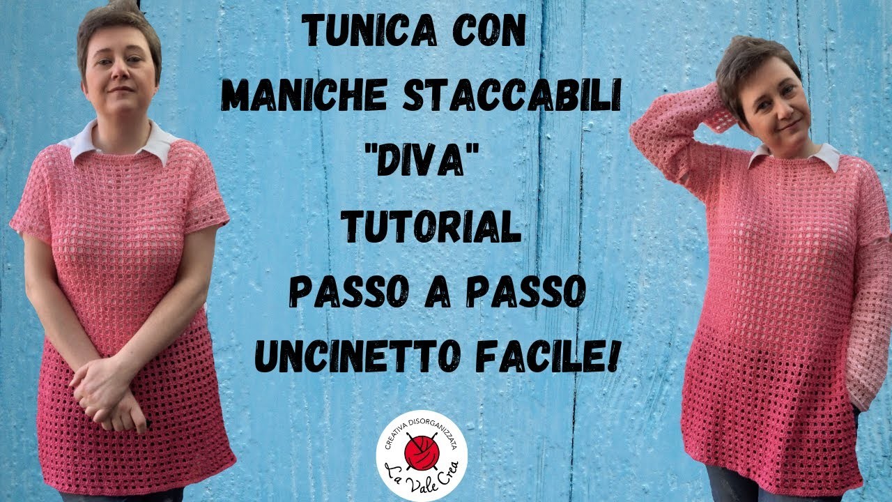 Tutorial Uncinetto - Tunica con maniche staccabili - Punto traforato