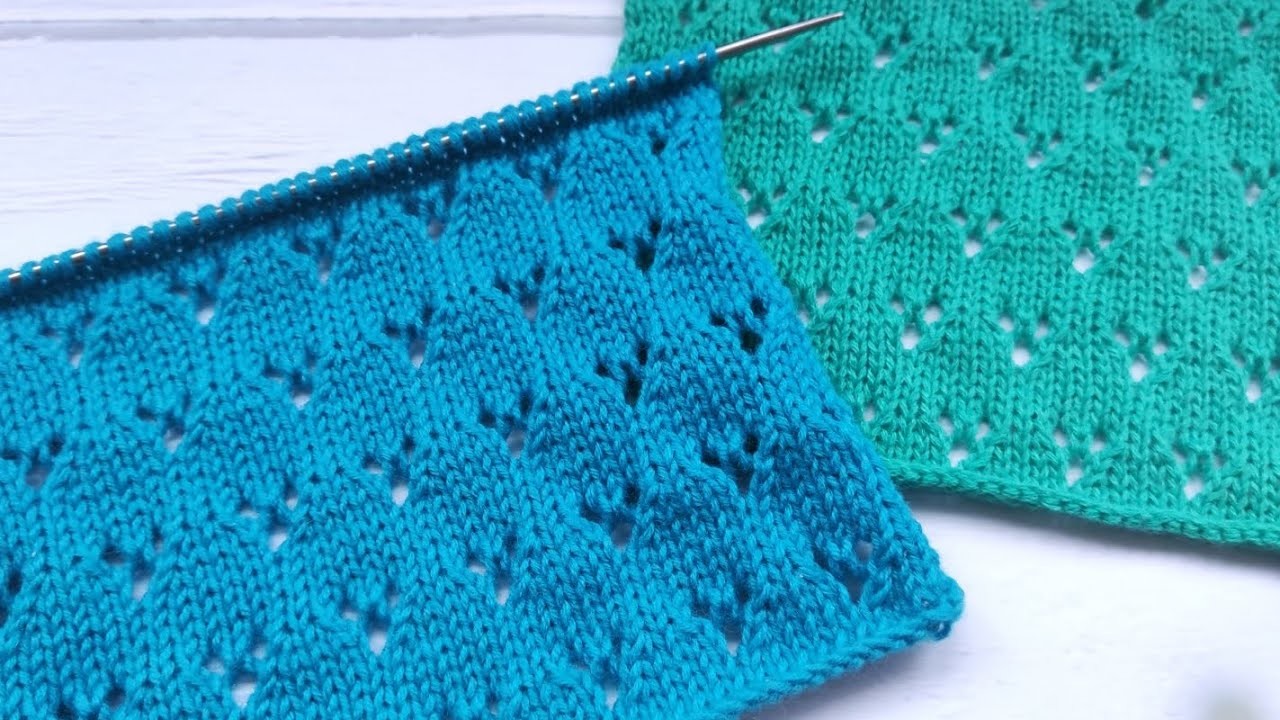 Eyelet Stitch Knit Pattern| Lochmuster stricken| Punto traforato ai ferri| Punto calado a dos agujas