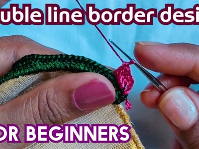 Unique double line border design. No kuchu beautiful double border line kuchu design for beginners.
