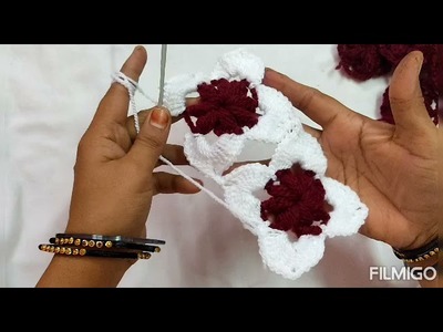 Chaukor thal posh design crochet pattern isi do rango men moti se sajaya gaya