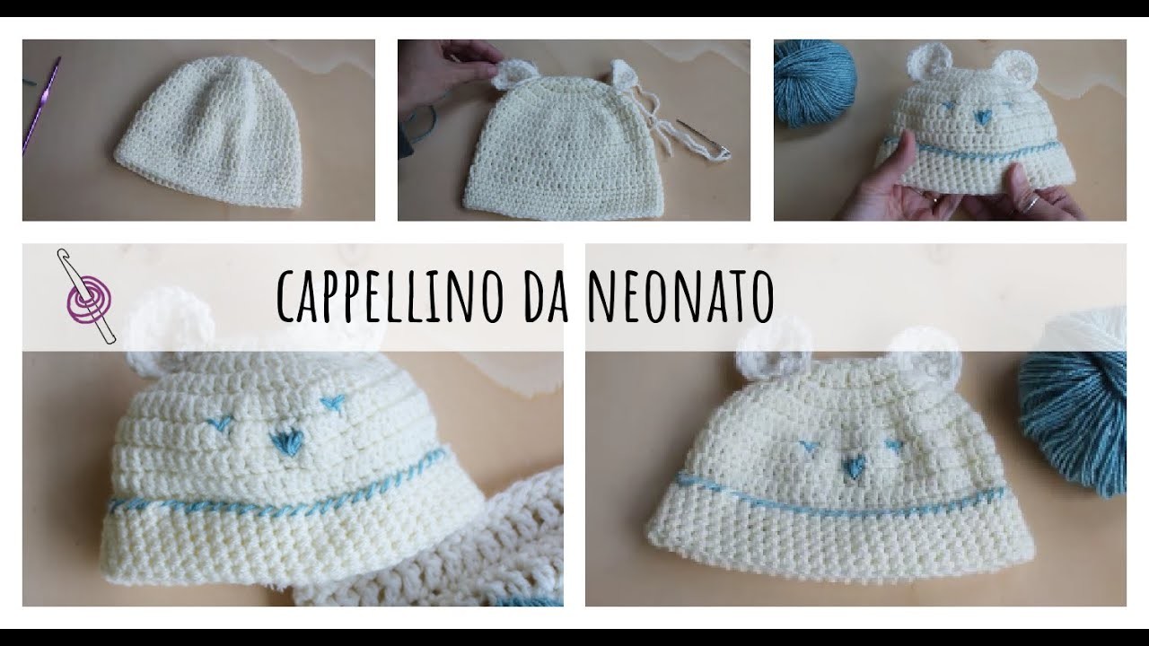 Cappellino da neonato a Uncinetto - Tutorial