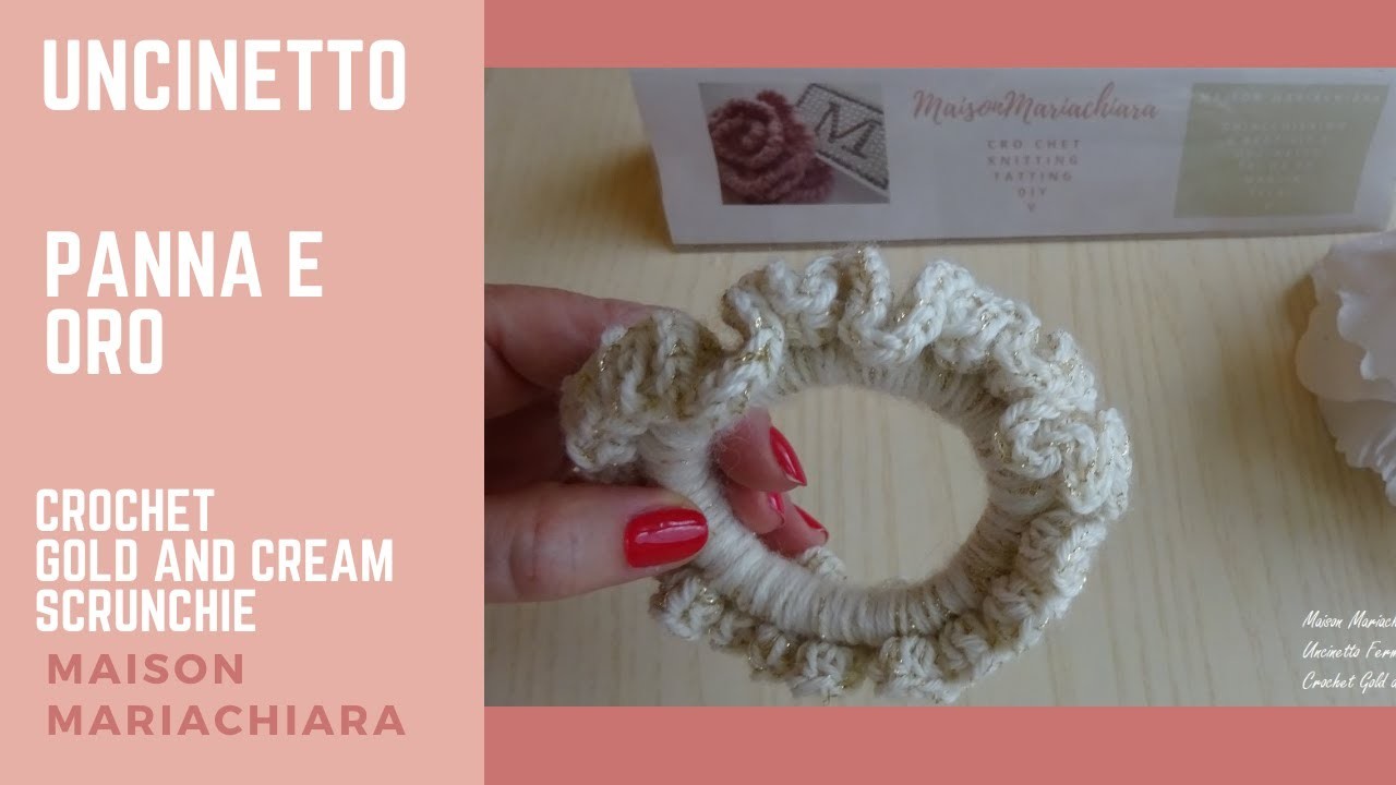 Uncinetto Panna e Oro Bracciale Ferma Capelli Crochet Scrunchie Gold and Cream maisonmariachiara
