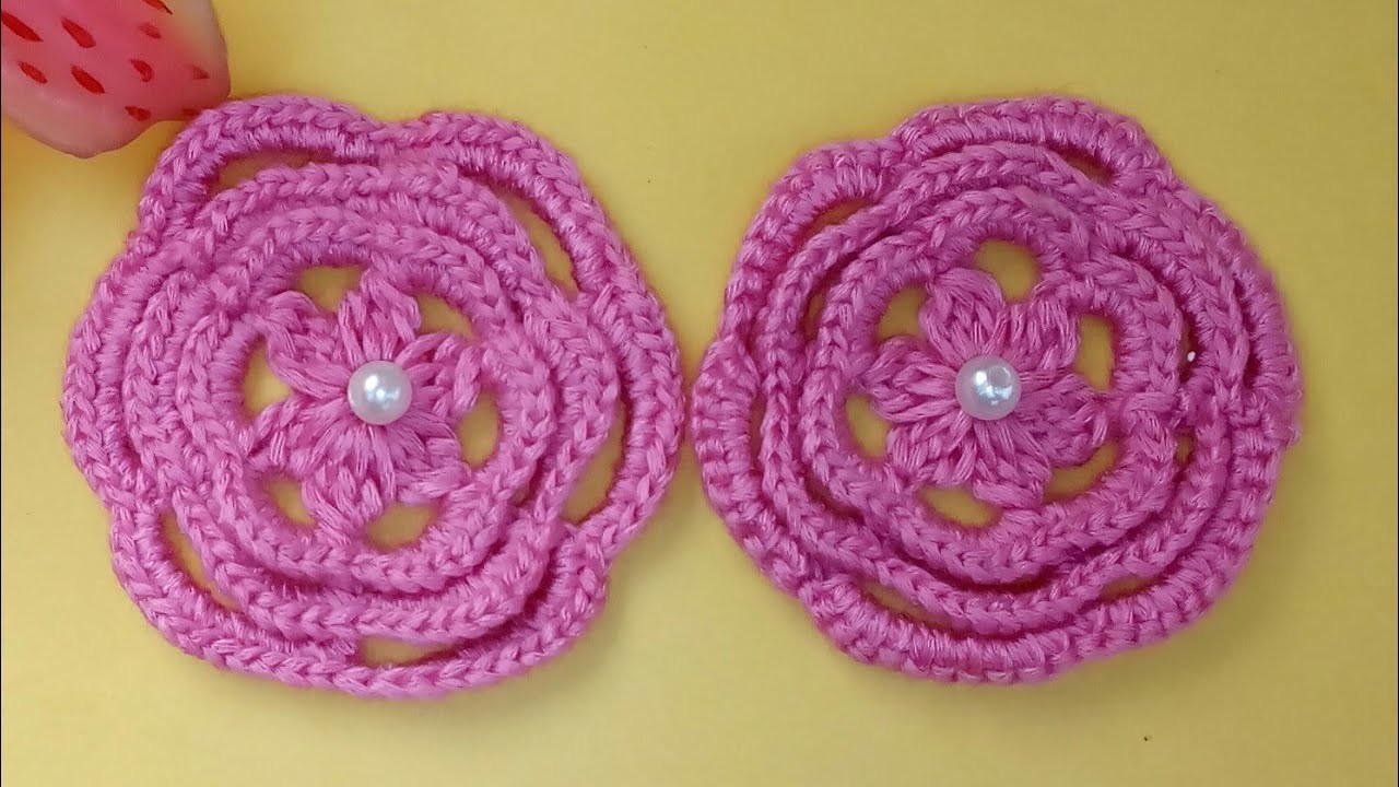 Easy crochet flower. crochet flower tutorial. crochet 3D flower.কুশিকাটার ফুল।