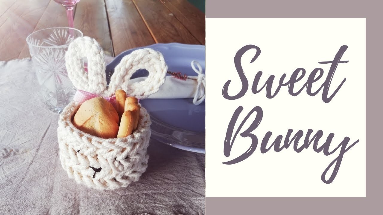 Coniglietto porta pane ad uncinetto | punto lisca di pesce | fish bone stitch crochet bread box