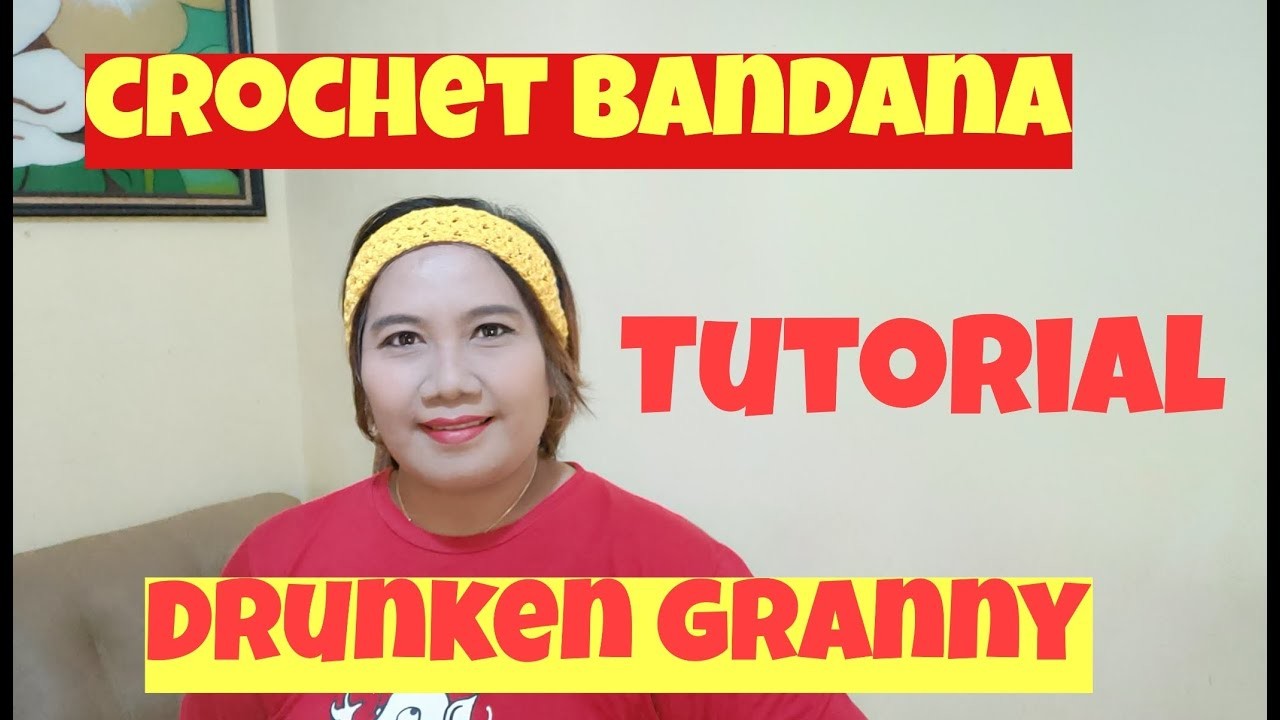 Crochet Bandana Headband Drunken Granny - Bandana rajut Ukke - Crochet tutorial