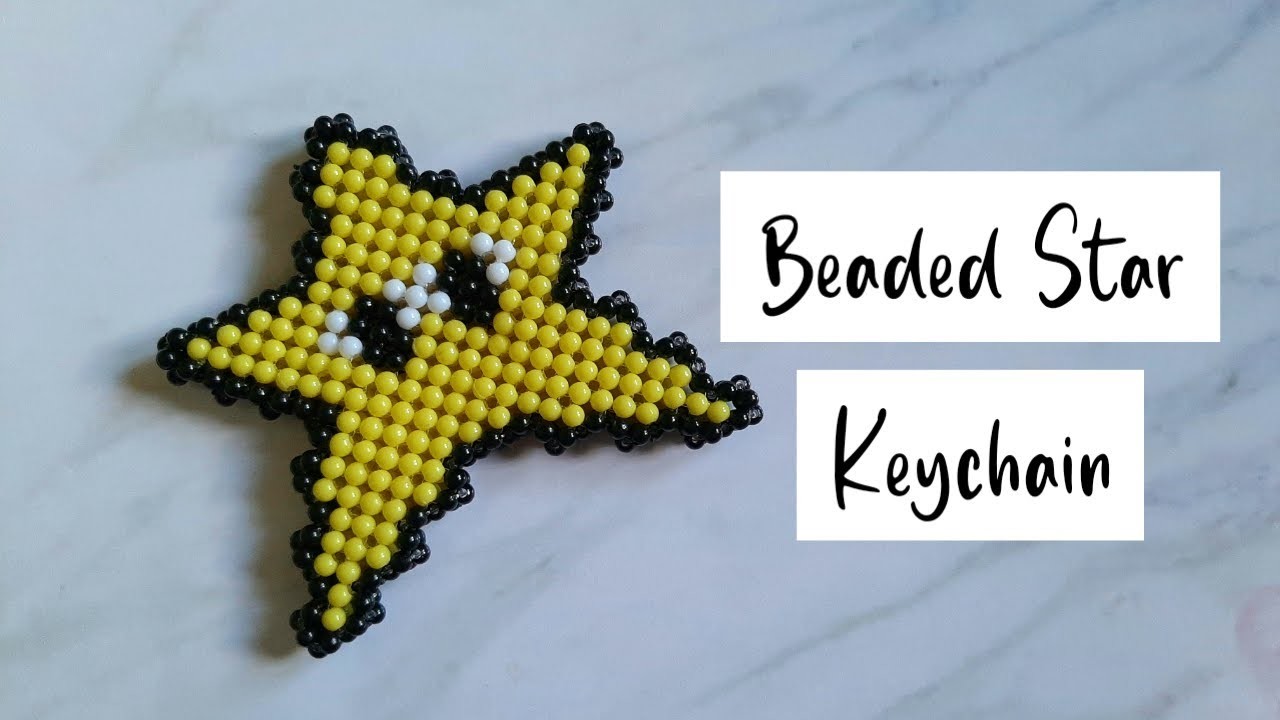How To Make Beads Star Keychain 2D.Tutorial Cara Membuiat Gantungan Kunci Manik Manik Bintang 2D