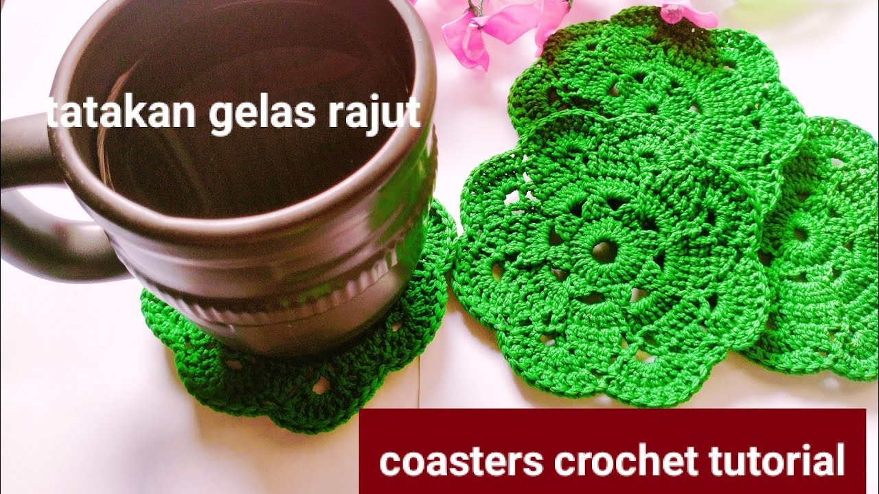 Tatakan gelas rajut motif bunga | easy crochet plate coasters
