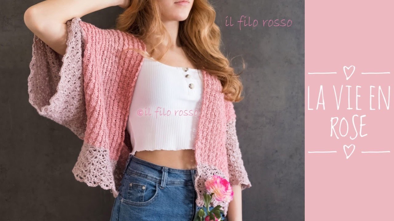 Kimono uncinetto "La vie en rose"