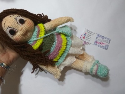Amigurumi  Carlotta doll bambola crochet uncinetto muneca con vestitino e borsa