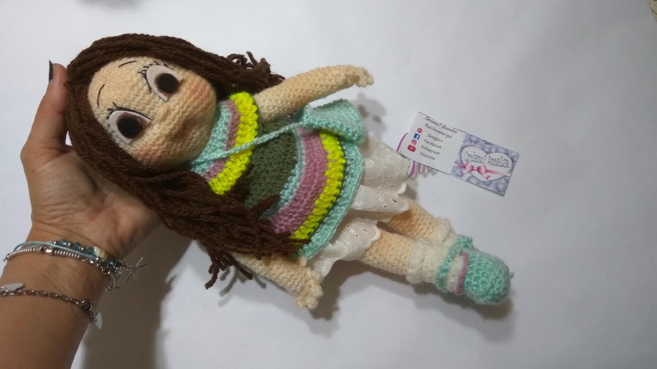 Amigurumi  Carlotta doll bambola crochet uncinetto muneca con vestitino e borsa