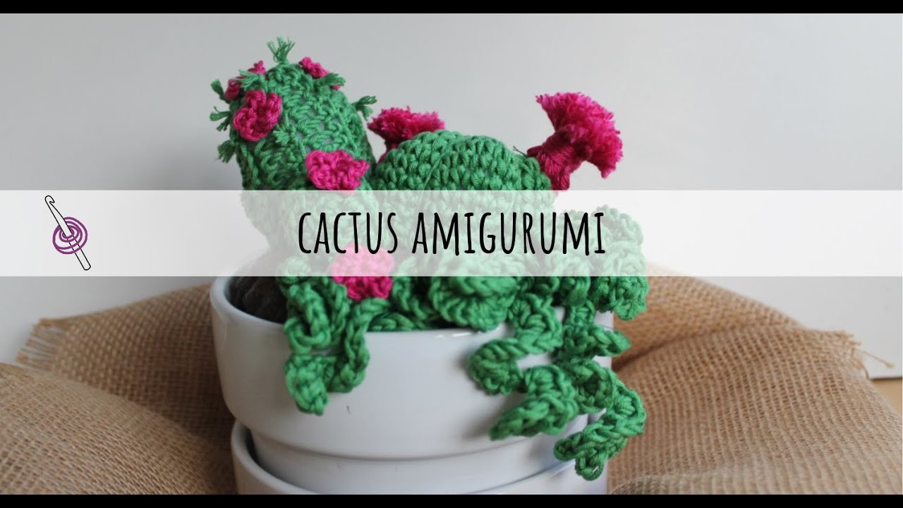 Come fare un cactus  a uncinetto amigurumi con fiore - Tutorial