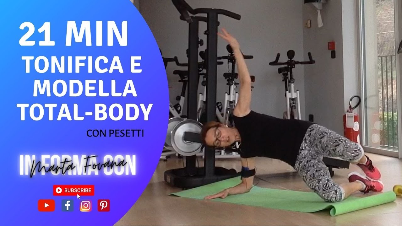 20 minute Workout. Circuito Esercizi TOTAL-BODY pesetti senza salti. Tonifica - Rassoda - Modella