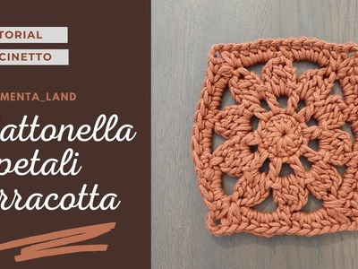 Tutorial Uncinetto: Mattonella Terracotta - crochet Granny Square (English subtitles)