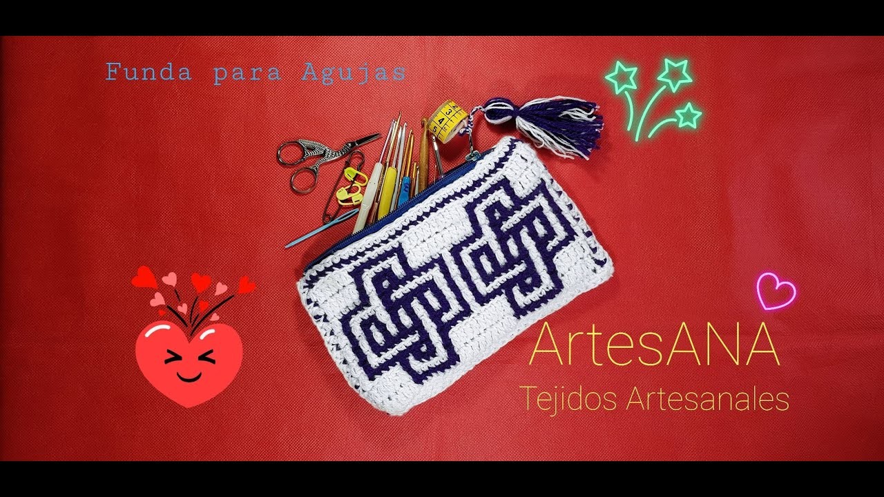 Funda para agujas con la tecnica Mosaic Crochet (muestra N:8) segunda parte