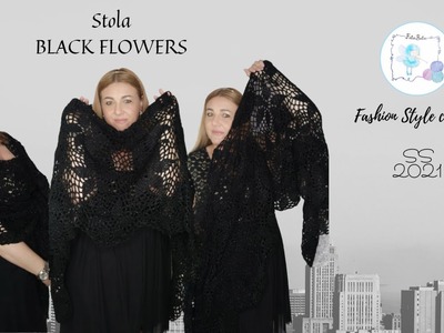 TUTORIAL: stola BLACK FLOWERS uncinetto #mattonelle #crochet #stola #cerimonia #fatabata