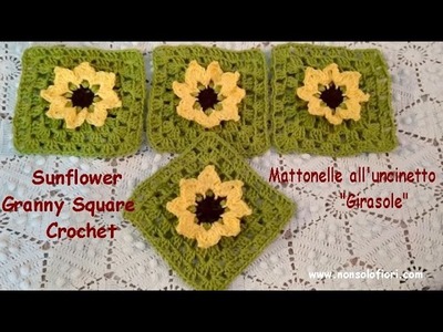 Mattonella uncinetto Girasoli -  Sunflower Granny Square #grannysquare #grannyuncinetto #mattonelle