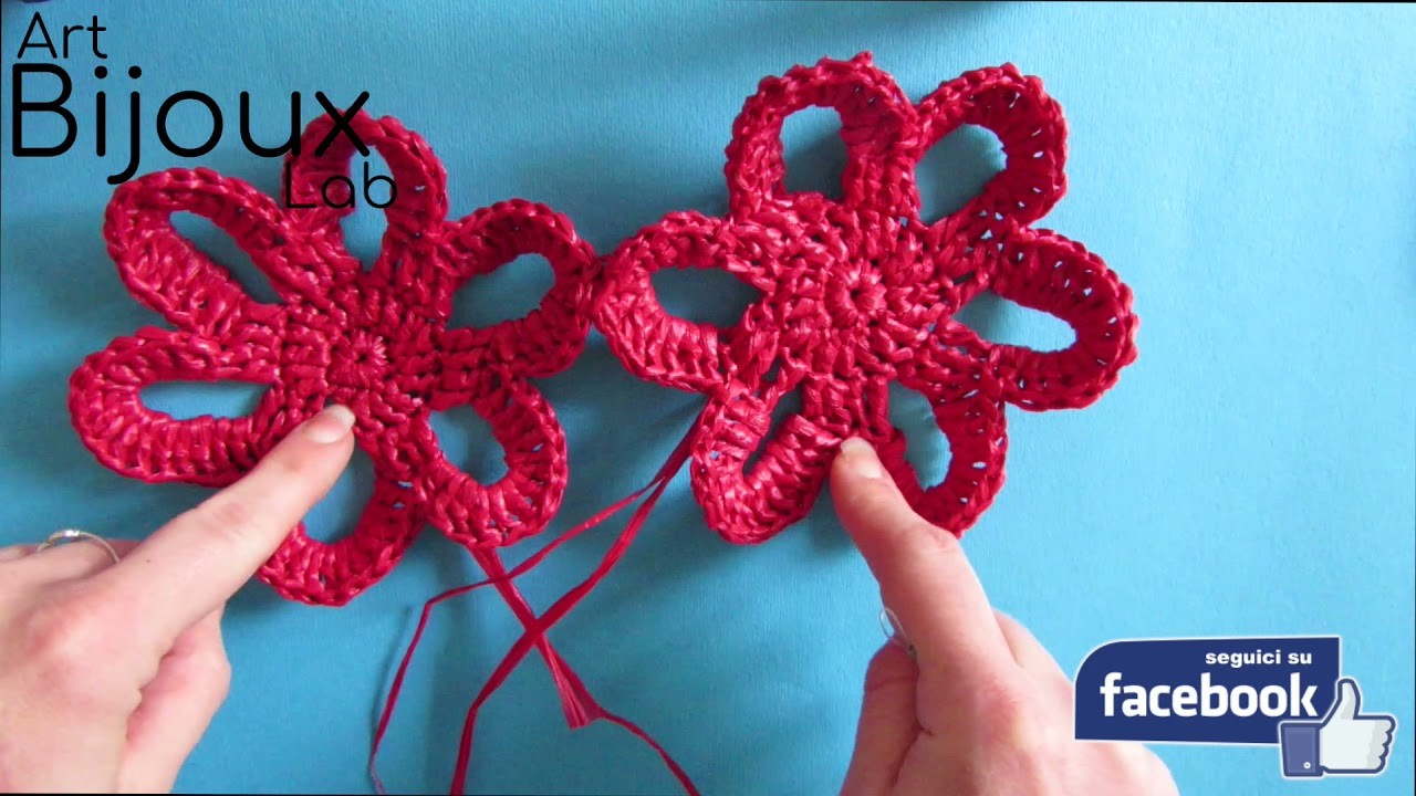 Schema Fiore Borsa Rafia Crochet #CREAINSIEMEANOI