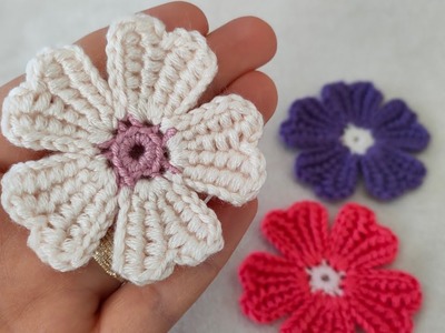 DIY Tutorial EASY Crochet flower How to Crochet Flower-Kolay Çiçek Yapılışı @örgükonağı