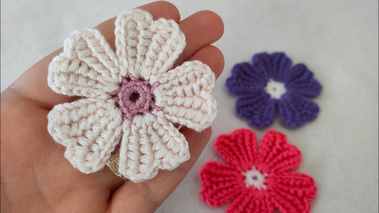 DIY Tutorial EASY Crochet flower How to Crochet Flower-Kolay Çiçek Yapılışı @örgükonağı