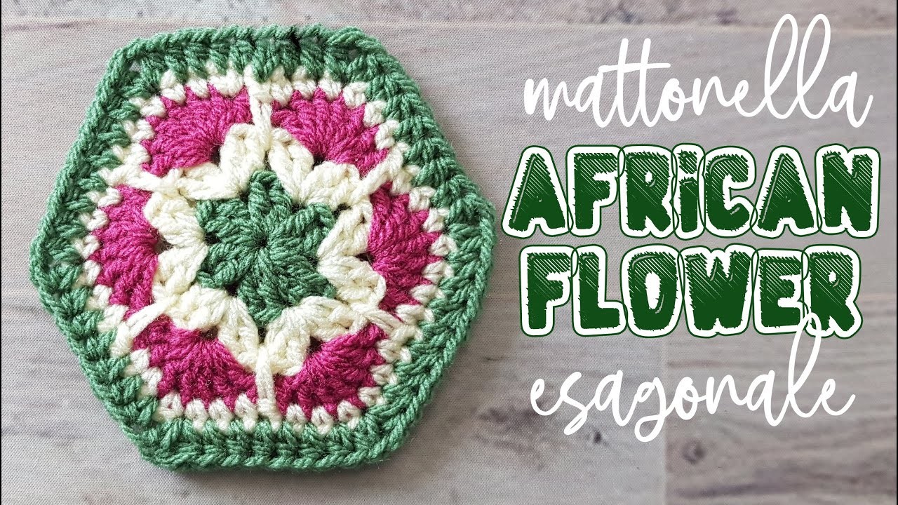 Uncinetto facile mattonella granny esagonale African Flower