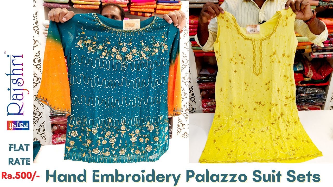 Hand Embroidery Palazzo Suit || Ready-Made Palazzo || Rajshri Fashions