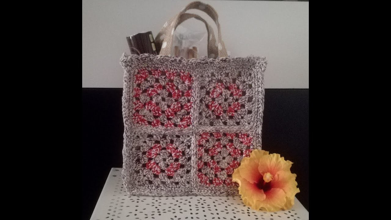 Sacoșă croșetată Pătrățica ( crochet tote bag, bolsa tejida a crochet, borsa all'uncinetto )