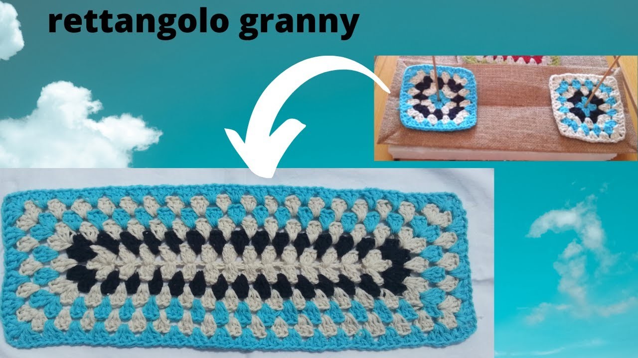 Tutorial granny rettangolare uncinetto rectangle fondo borsa bag bolso rectangulo tejido a crochet