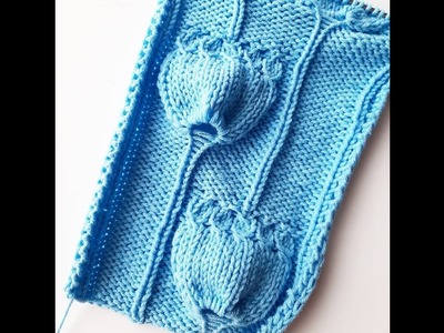 Motivo fiore in 3 D n° 76. 3D Flower knit stitch. Flores 3d a dos agujas