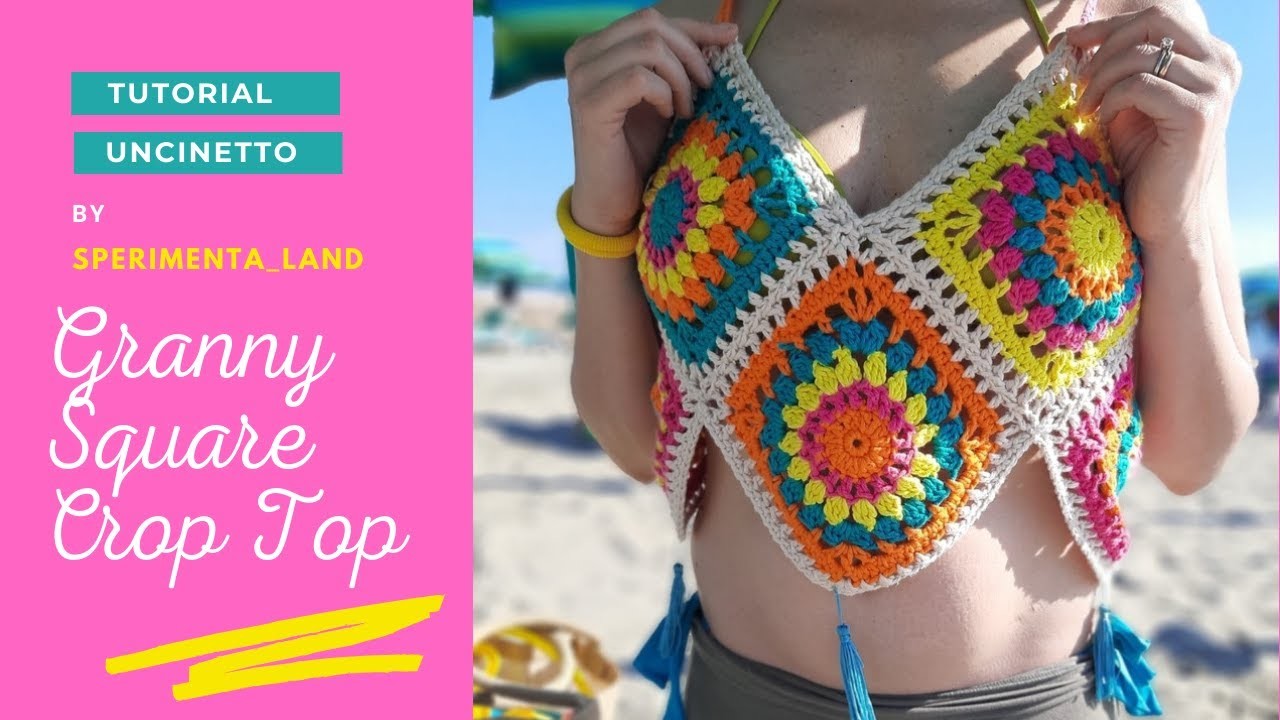 Top estivo Uncinetto – Crochet Granny Square Crop Top (English subtitles)