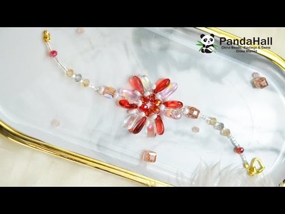 【Pandahall DIY】Braccialetto di fiori di perle di vetro