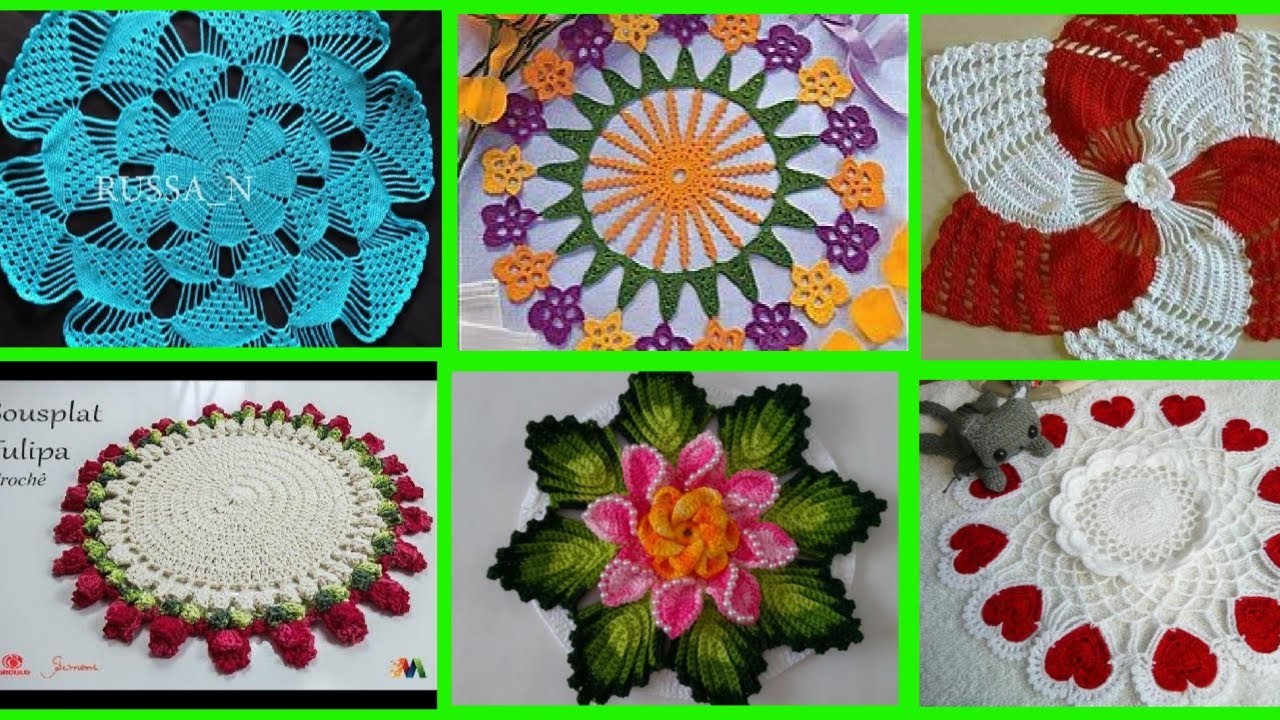 Woolen design.crochet Thalposh Crochet Tablemat.mat.क्रोसिया थालपोश.woolen rumal.crosia design