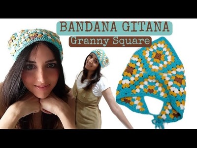 Bandana Gitana Granny-Square:TUTORIAL:chiusura delle mattonelle durante esecuzione dell'ultimo giro
