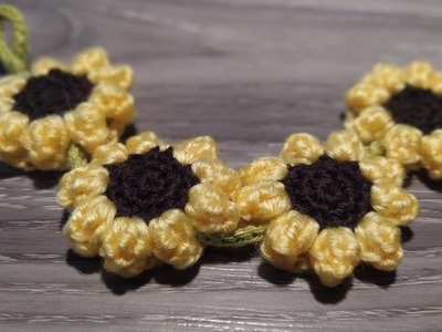 Bracciale Girasoli ad Uncinetto ???????? Crochet Bracelet Sunflower - Pulsera Brazalete crochet Girasol