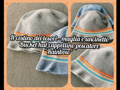 Bucket Hat, cappello da pescatore uncinetto, 3 anni - adattamento tutte le taglie Rainbow - riciclo!