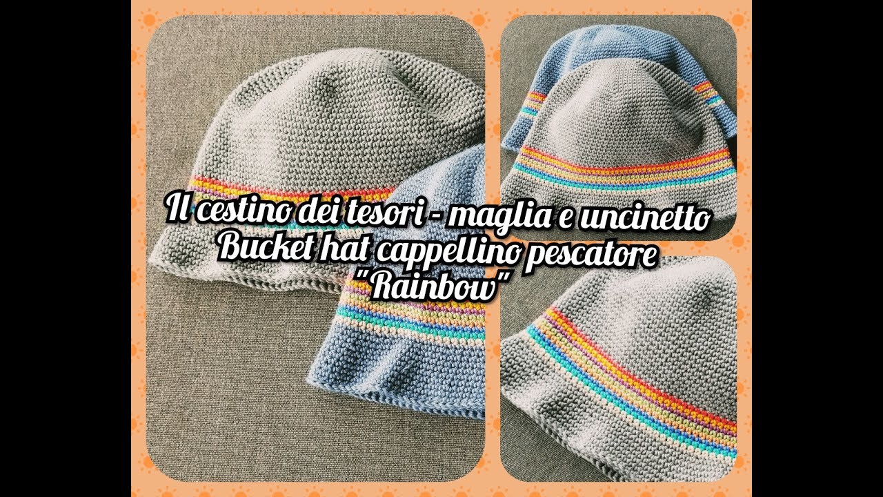 Bucket Hat, cappello da pescatore uncinetto, 3 anni - adattamento tutte le taglie Rainbow - riciclo!