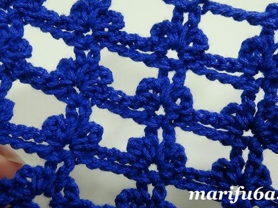 Crochet  mesh Trefoil stitch free pattern by marifu6a