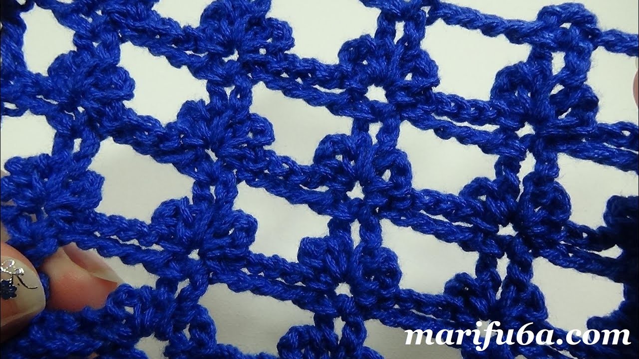 Crochet  mesh Trefoil stitch free pattern by marifu6a