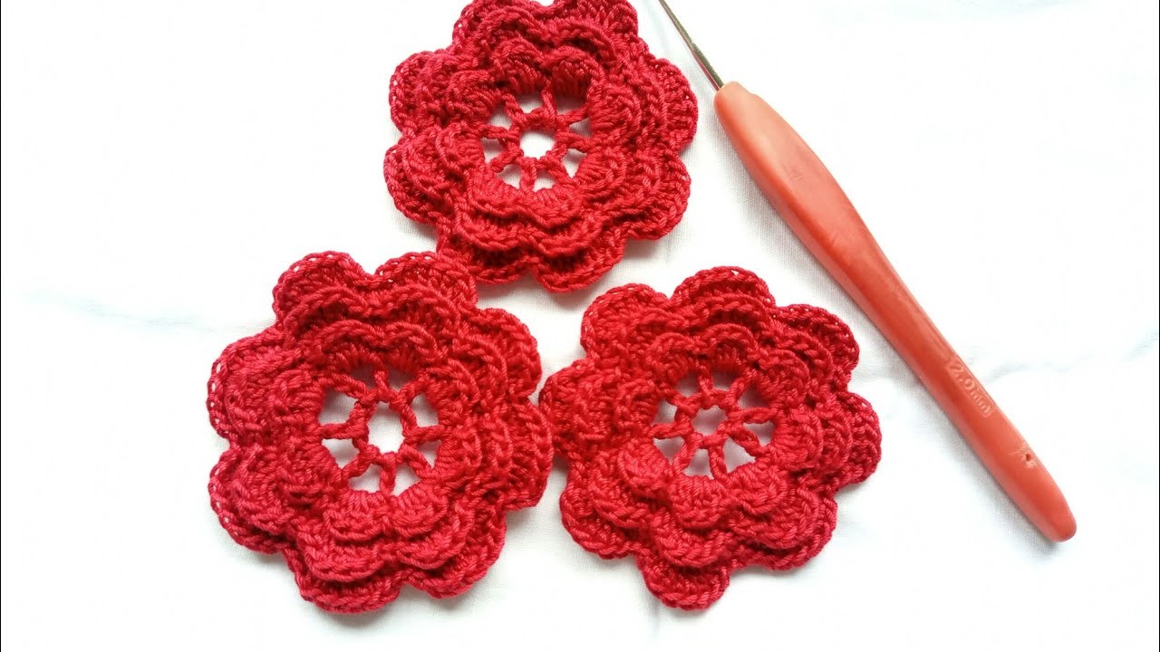 #33-Easy Crochet Flower Tutorial.কুশিকাটার ফুল।