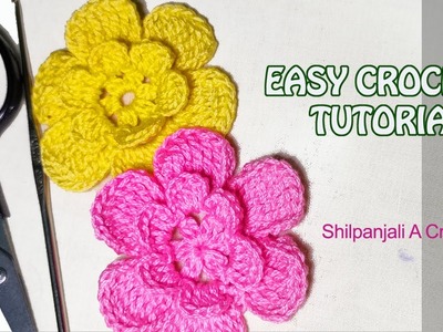 Crochet tutorial Wagon Wheel Flower. Shilpanjali A Creator. কুরুশশিল্প