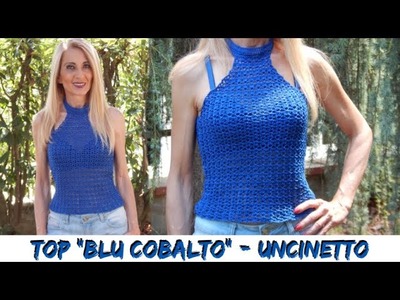 TOP "BLU COBALTO"- Uncinetto - NUNZIA VALENTI