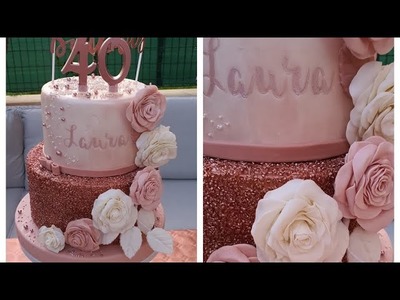 Idea Torta scenografica per compleanno di 40 anni. Cake shimmer & sparkle - glitter - chic cake idea