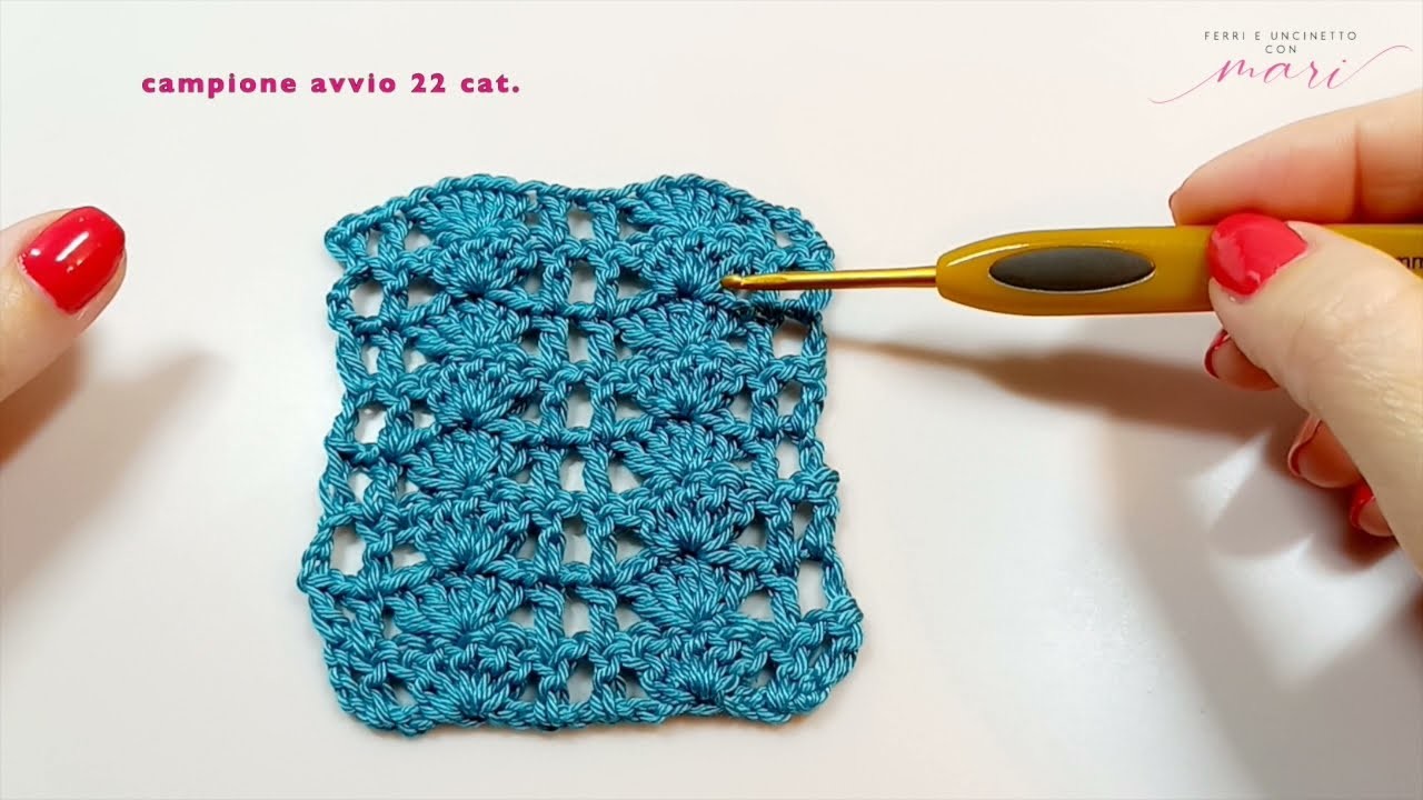 Punto Ventagli incolonnati tutorial uncinetto.crochet ????Ferri e uncinetto con Mari????