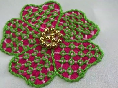 Hand Embroidery Design | Fantasy Flower Embroidery Design | Straight Stitch Flower Embroidery Design