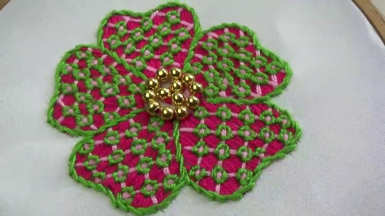 Hand Embroidery Design | Fantasy Flower Embroidery Design | Straight Stitch Flower Embroidery Design