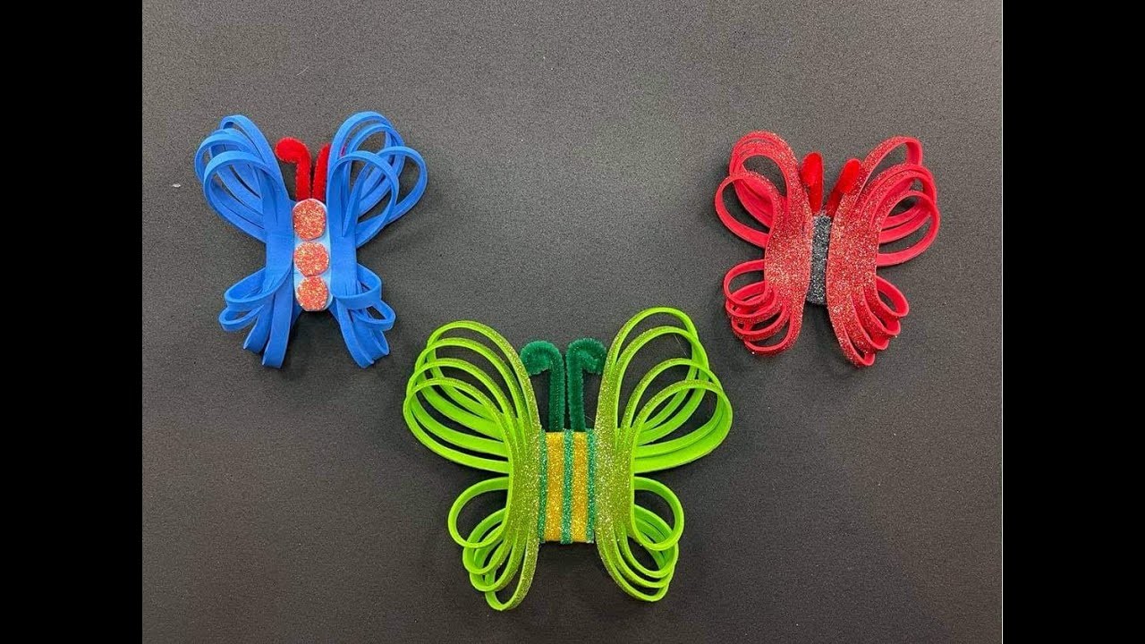 DIY.Come creare Farfalle di Fommy Gomma EVA Foamy Foami Fomi. Butterfly Mariposa