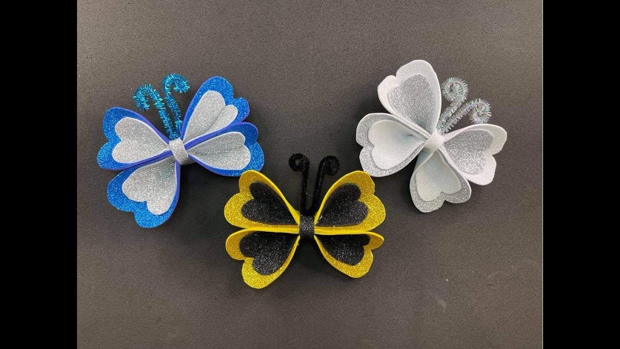 DIY.Come creare Farfalle ornamentali di Gomma Eva Fommy Foamy Foami Fomi. Mariposas Butterflies