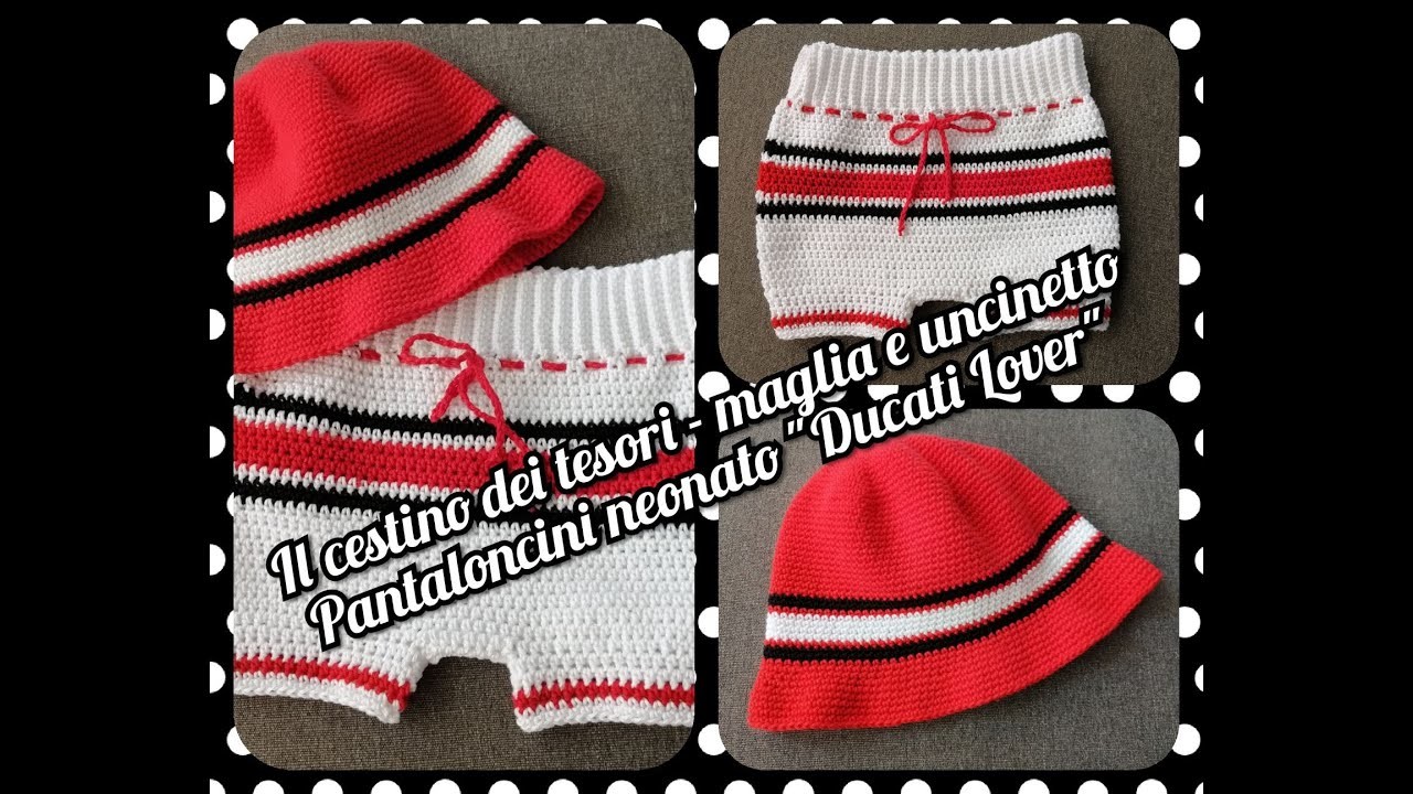 Uncinetto.Crochet Pantaloncini bimbo taglia 9 mesi "Ducati Lover"