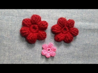 Crochet puff flower tutorial. কুশিকাটার ফুল।