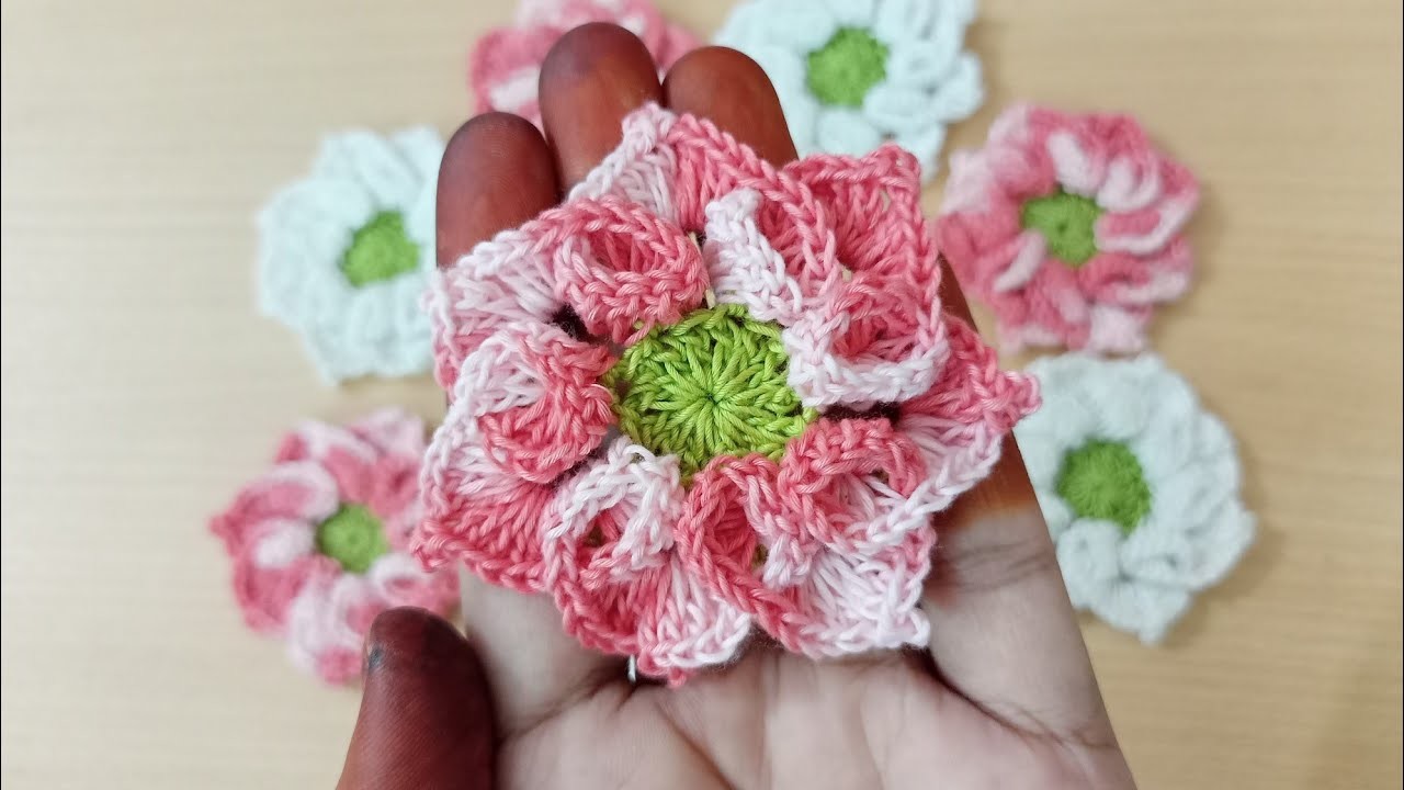 How to Crochet Flower. Easy Crochet Flowers tutorial for New. কুশিকাটার ফুল